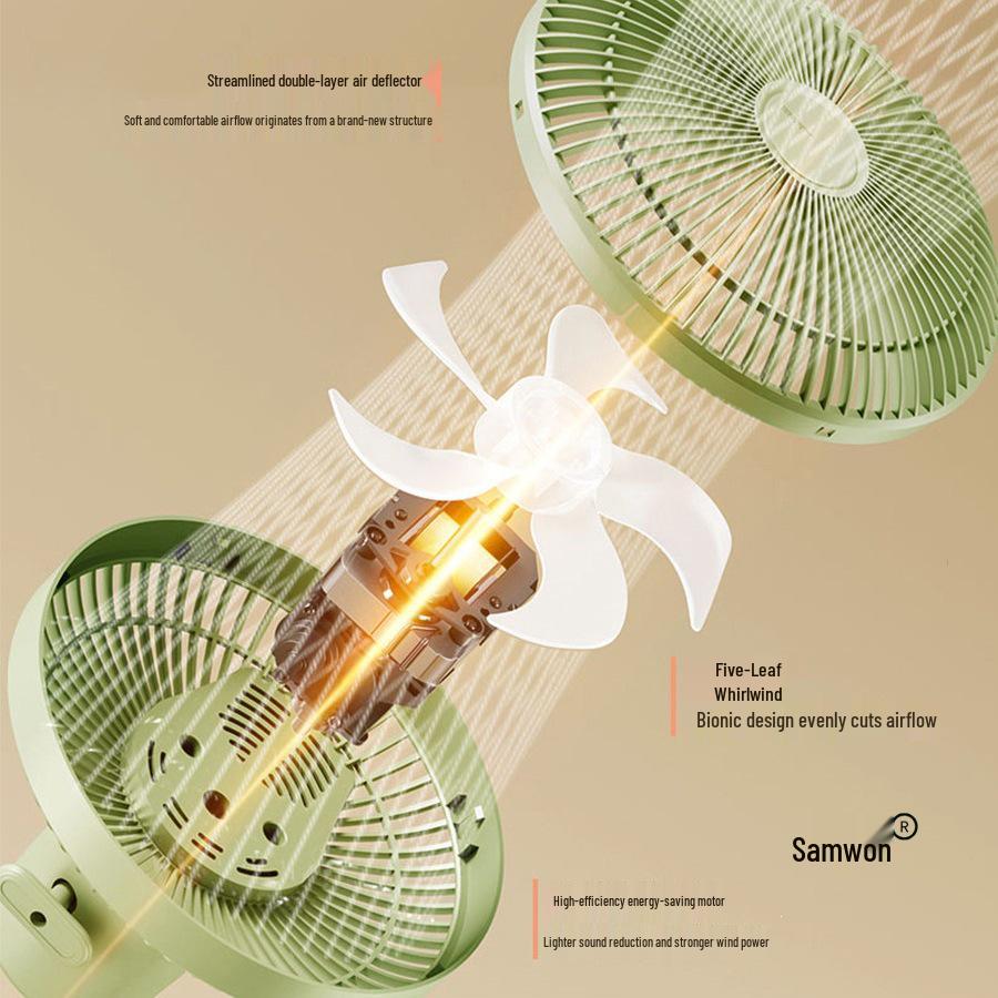 Rechargeable Silent Electric Desktop Clip-On Fan for Dorm, Office, or Bedside.