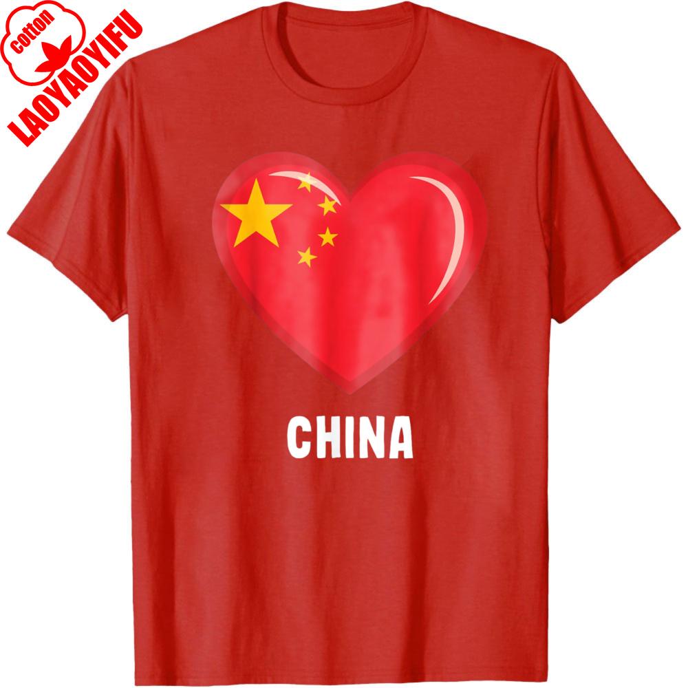 Love China Flag Heart Design Men TShirt Cotton Regular Fit for Casual Unisex Wear and Gifts Apparel Fashion T Shirt