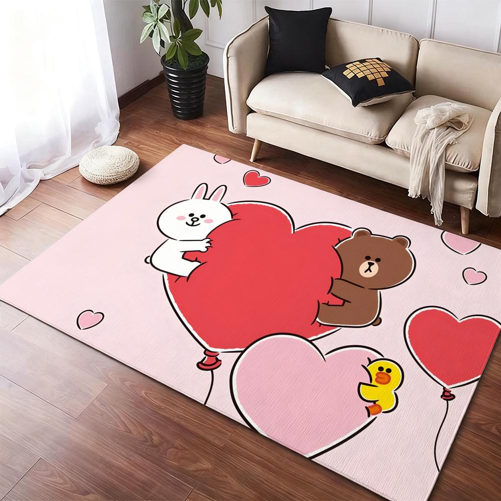 B-Brown And C-CONY Floor Mat Flannel Rugs Cozy Plush Thickened Soft Warm Winter Floor Mat Non Slip Living Room Home Indoor Use