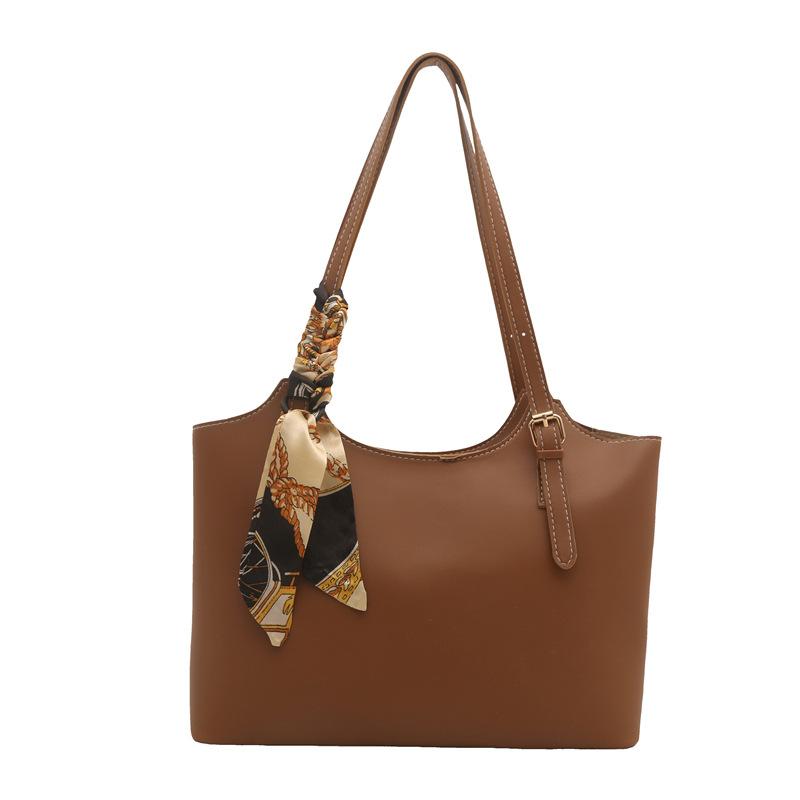

Vintage Style Large Capacity Tote Bag High Quality Faux Leather Shoulder Handbag for Women світло-коричневого кольору