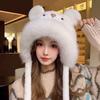 New winter plush hat for women with moving ears, cute, thick, fluffy, warm, cold-proof, ear-protecting, trendy Lei Feng hat
