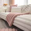 Thickened Rabbit Plush Sofa Cushion Winter Simple Modern Non-Slip Seat Cushion Fabric Leather Sofa Cover Solid Color Backrest Towel