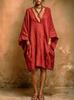 Spring and Summer Casual Fashion Imitation Cotton and Linen Batman Loose Women's Dress