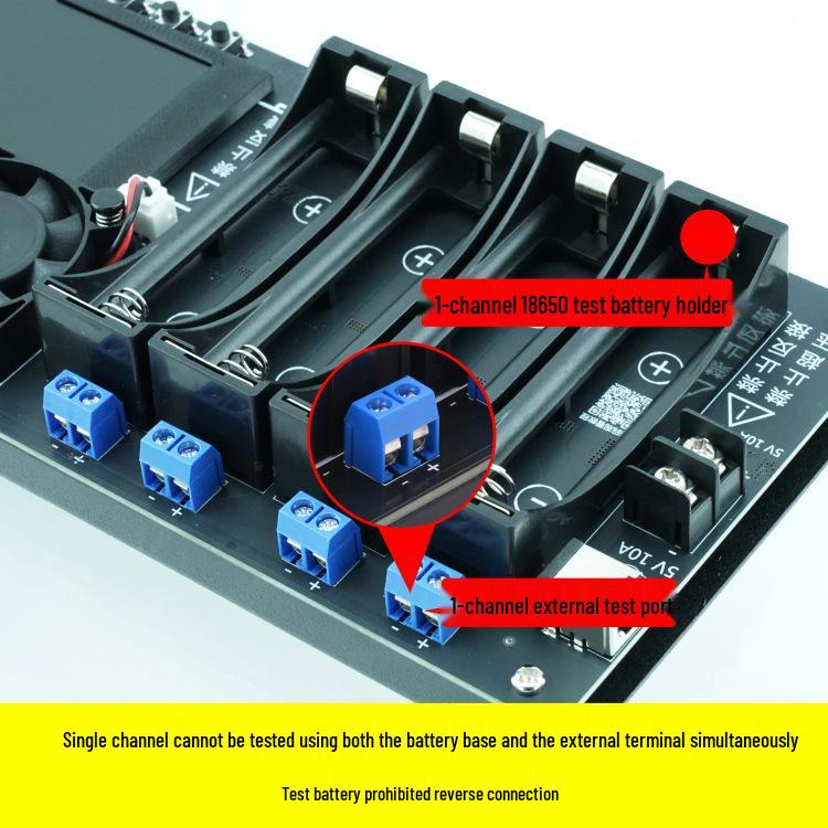 8-Channel 18550 Battery Capacity & Internal Resistance Tester with 2.4" Display and 21700 Test Fixture