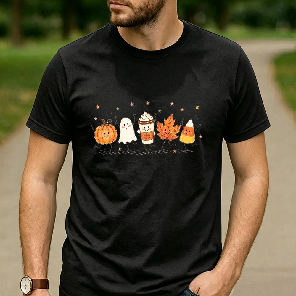 Rhinestone Pumpkin Spice Floral Pumpkin Latte Graphic T Shirt Unisex Cotton Short Sleeve Fall Autumn Coffee Lover Casual Tee
