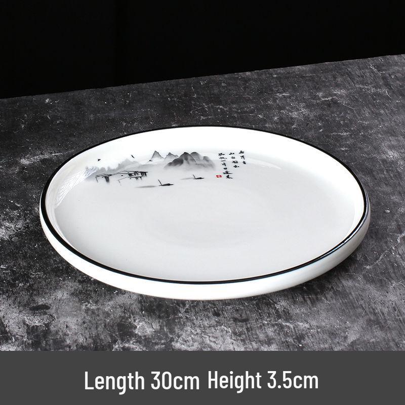 12-Inch Chinese Ceramic Round Serving Plate