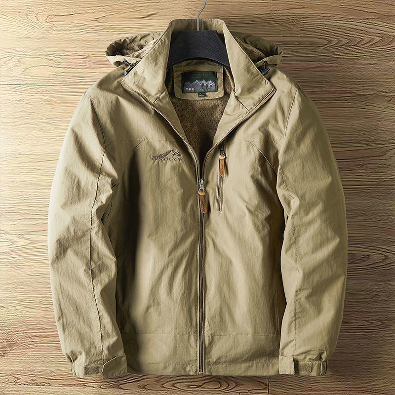 Men's High-Density Windproof Waterproof Winter Fleece-Lined Thickened Outdoor Jacket