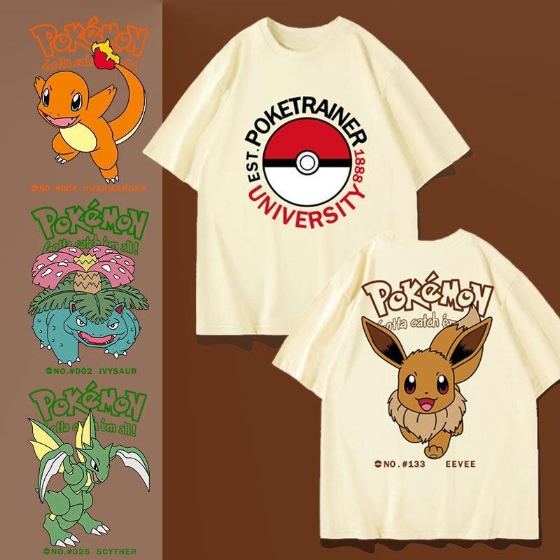 

Bandai Japanesestyle Anime Pokémon Eevee Printed Loose Shortsleeved Pure Cotton Childrens Tshirt Tide Unisex Y2k S