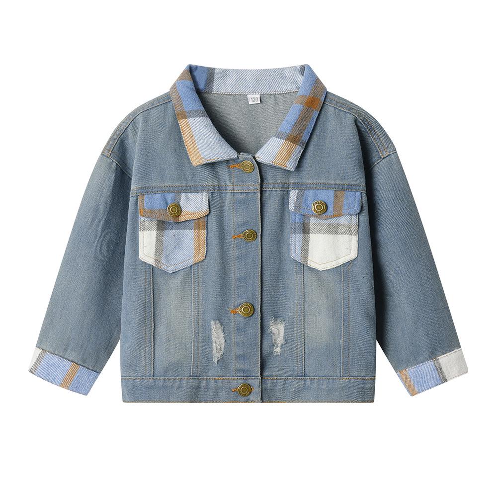 Nuova Giacca di Jeans Primavera/Autunno con Strappi per Ragazzi e Ragazze