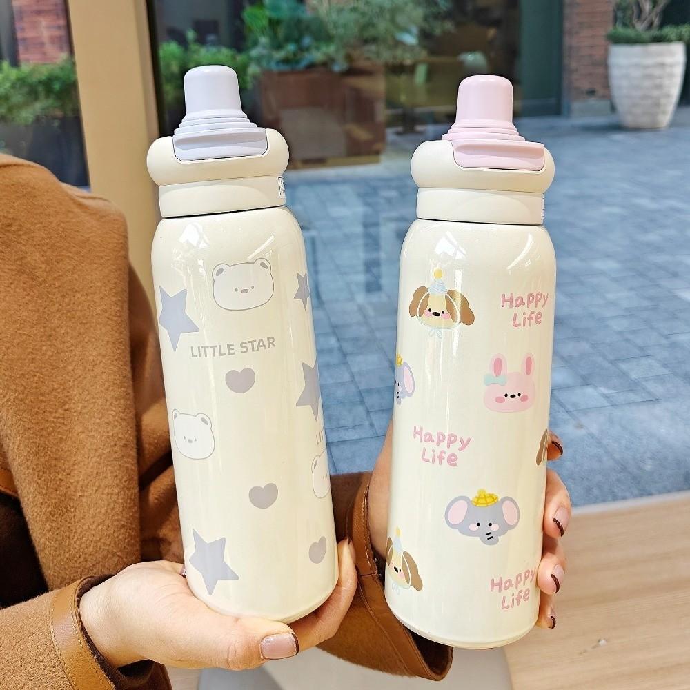 620ml Capacity Vacuum Insulated Water Bottle High-Capacity Straw Travel Cup  Student