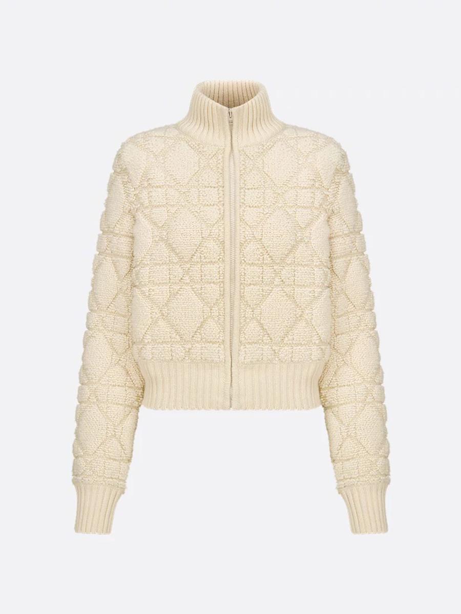 2025 autumn and winter new D small fragrant wind embroidered rhombus long-sleeved knitted cardigan jacket women S
