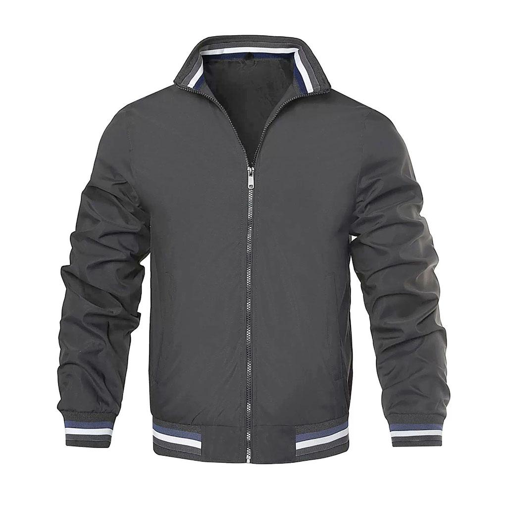 Men Casual Sports Jacket Spring Autumn Solid Color Breathable Windproof Waterproof Zipper Thin Coat Stand-up Collar Jackets
