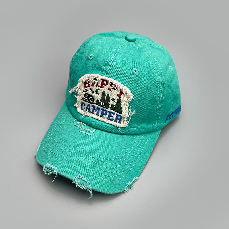 American Retro Letter Sticker Embroidered Baseball Cap Men'S And Women'S Sunshade Hole Wind Retro Cap