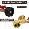Propane filling adapter for 1-pound propane tanks, QCC1 propane adapter, 20-pound to 1-pound converter with pressure gauge valve.