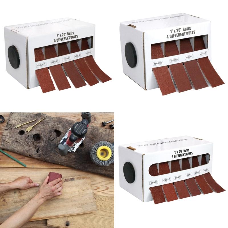 4/5/6 Grits Long Abrasive Sand Paper Rolls Variety Pack with Dispenser Drawable Emery for Woodworking