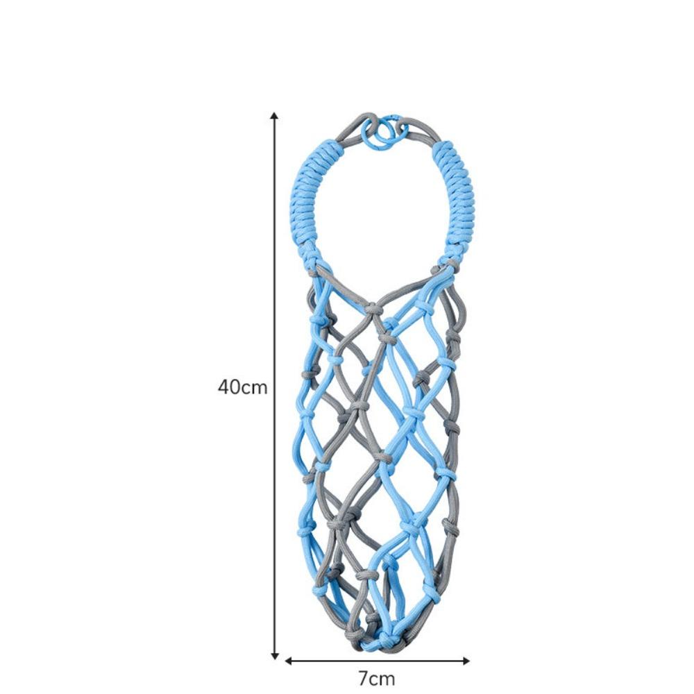 

Practical Portable Coffee Cup Bag Hollow Out With Buckle Woven Net Bag Foldable Water Bottle Bags синій