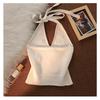 Women's Slim-Fit French Beadwork Halter Tank Top: Stunning Knitted Off-Shoulder Summer Wear