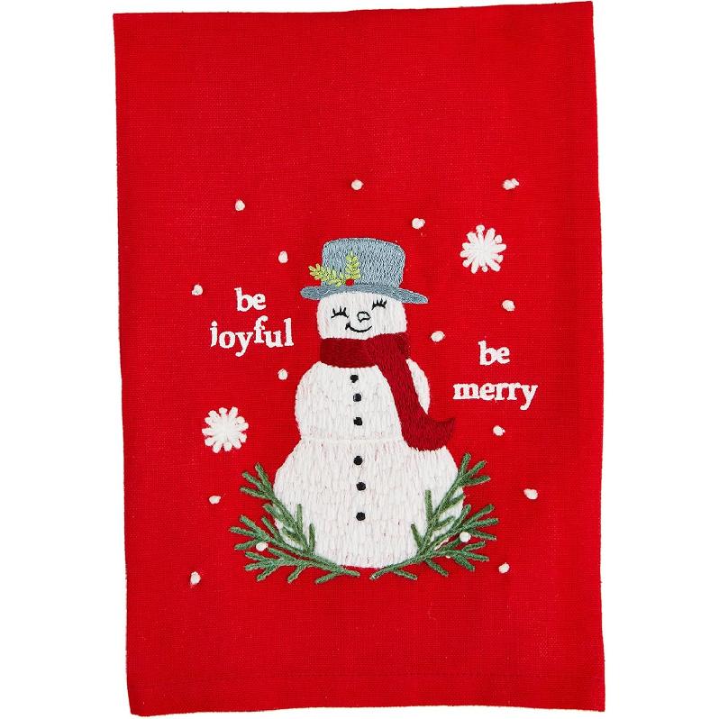 Mud Pie Embroidered Towel, Snowman, 21  x 14