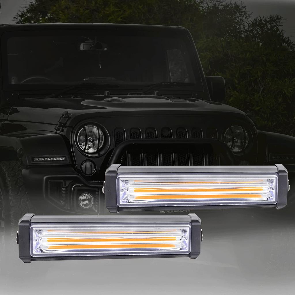 Aoling Strobe Light Amber Strobe Grill Light Car Emergency Flashing Lamp Warning Light High COB Flash Light Set of 2 12V, Car, LED, Brightness, [Used]