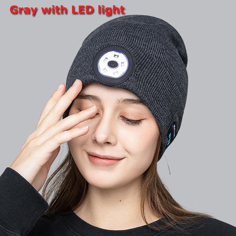 JYL TS Beanie Headphones Winter Users LED Light Wool