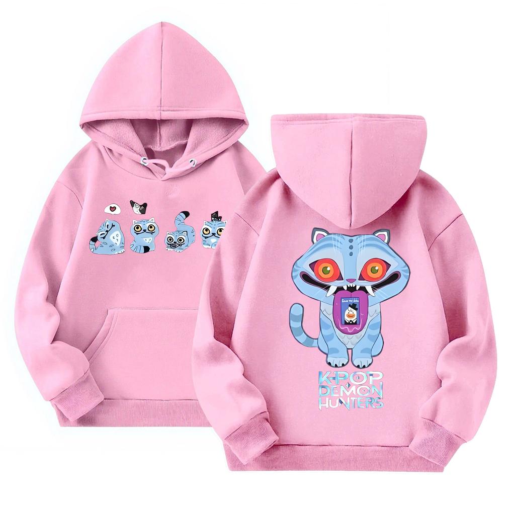Children's Casual Round Neck Printed Pullover Long-sleeved Hooded Sweatshirt Top