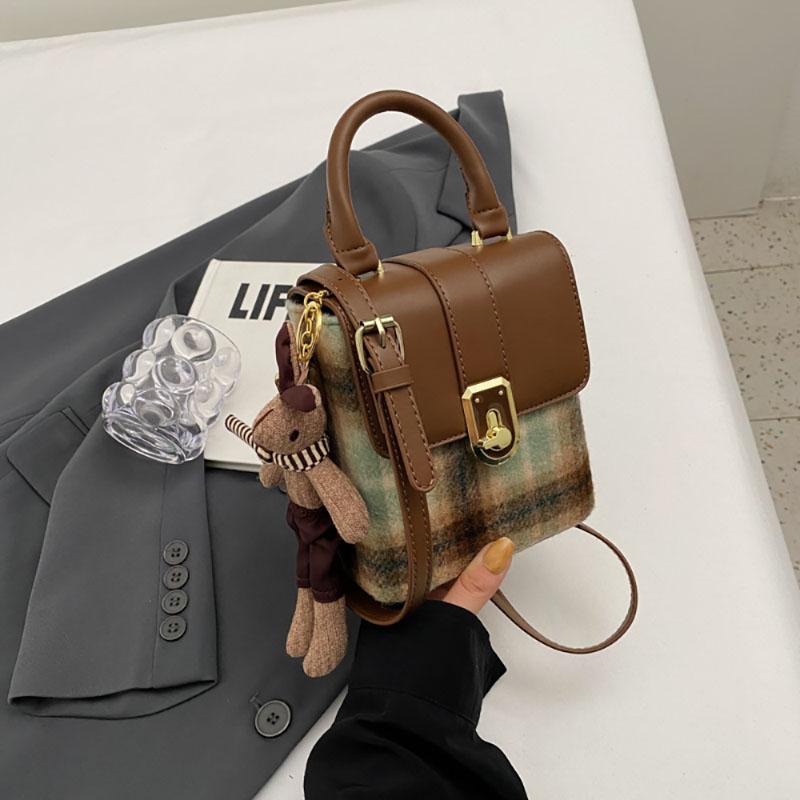 

Винтажная клетчатая модная лоскутная портативная маленькая квадратная сумка новая осенне-зимняя дорожная сумка через плечо поп-текстура сумка через плечо Mini(Max Length<20cm)