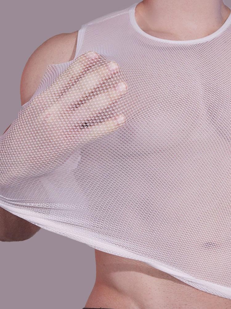 Herren Mesh Durchsichtig Tanktops Sexy Formgebende Weste Dünn Atmungsaktiv Mann Sommer Party T-Shirts Ärmellos Nachtclub Tanz