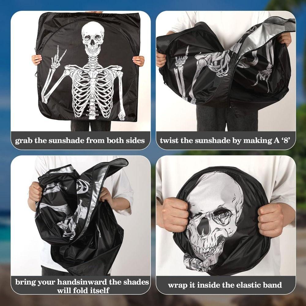 Skull Pattern Car Windshield Sun Shade Car Protection Car Front Window Cover  Summer