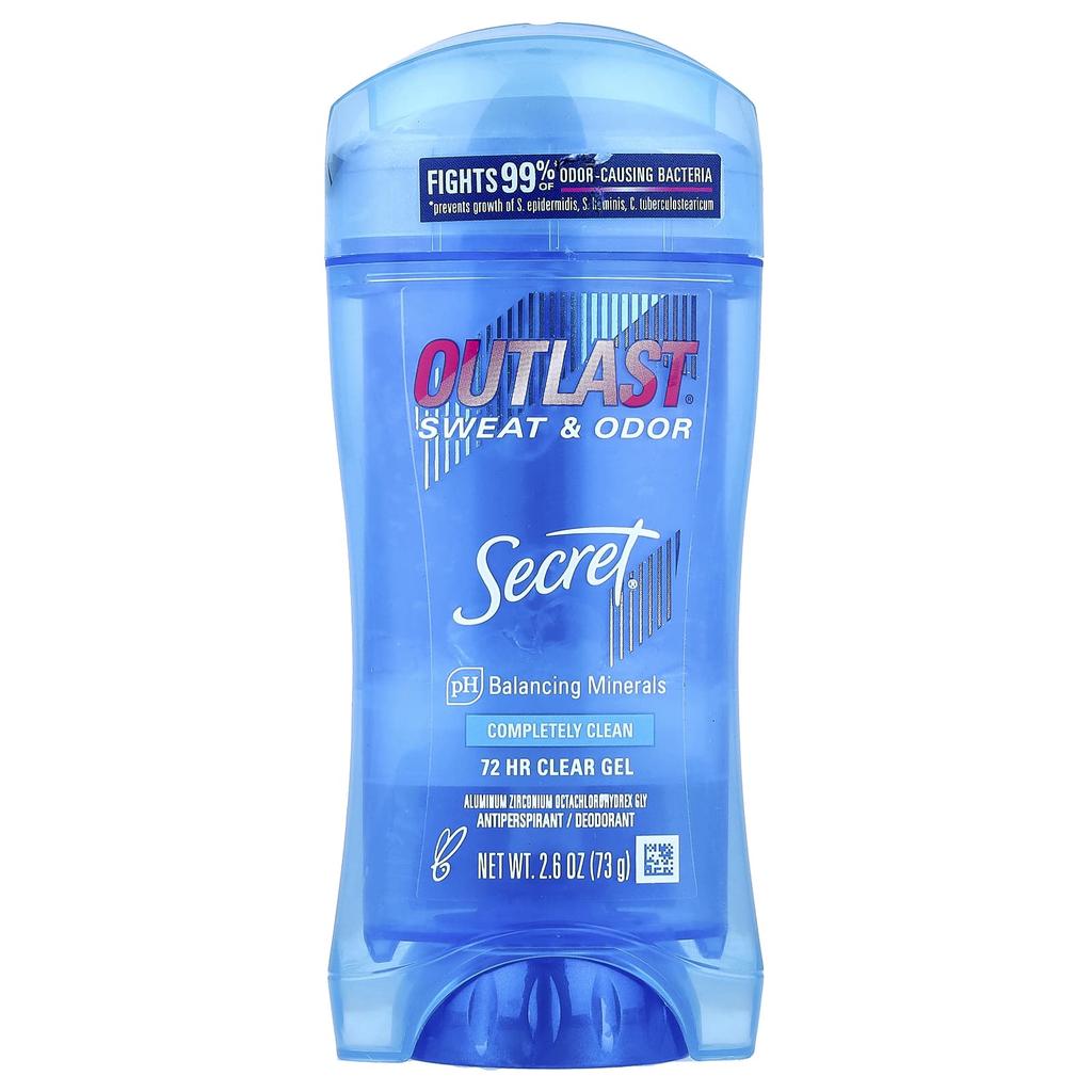 Outlast, 48 Hour Clear Gel Deodorant, Completely Clean, 2.6 Oz (73 G)