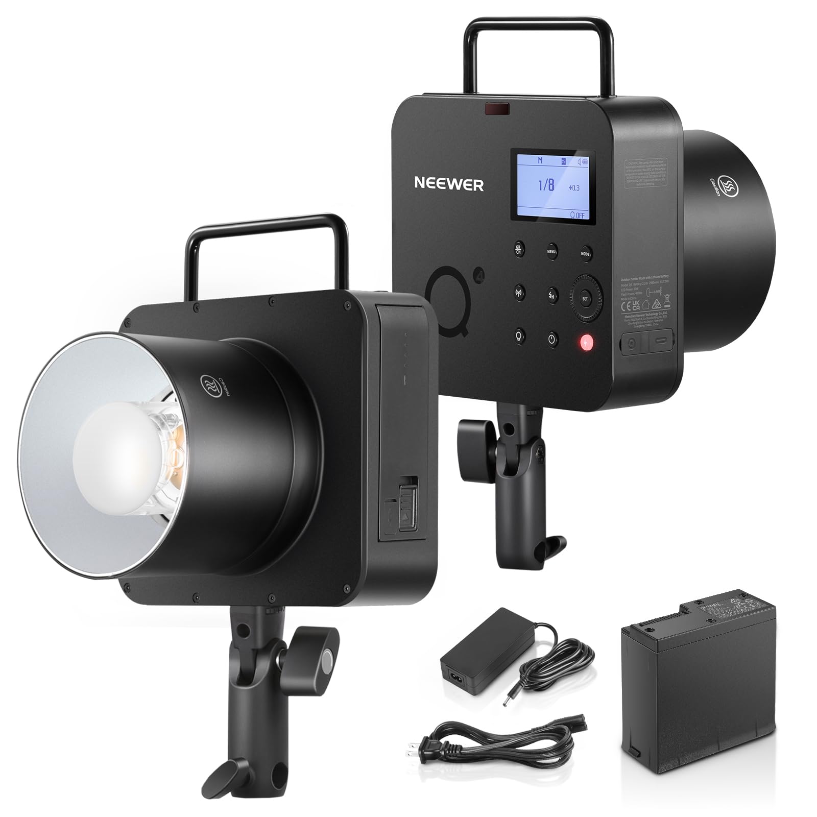 

NEEWER Q4 400Ws TTL Studio Strobe HSS 2800mAh Літієва батарея Powered Strobe Light Outdoor Photography Monolight 30W Modeling Full Power Mount 2.4G