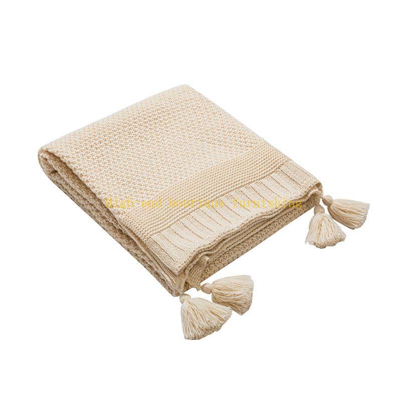  Nordic Chunky Sweater Knit Throw Blanket Solid Color Tassels Soft Warm Office Nap Air Conditioning Shawl Couch Sofa Chair