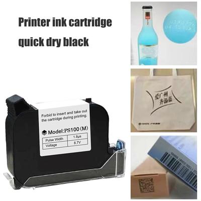 PS100(M) Quick Dry Ink Cartridge For Handheld Inkjet Printer Various Surfaces Application Smooth Black
