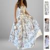 Rochie Maxi Strapless A-Line cu Imprimeu Floral Alb și Curea