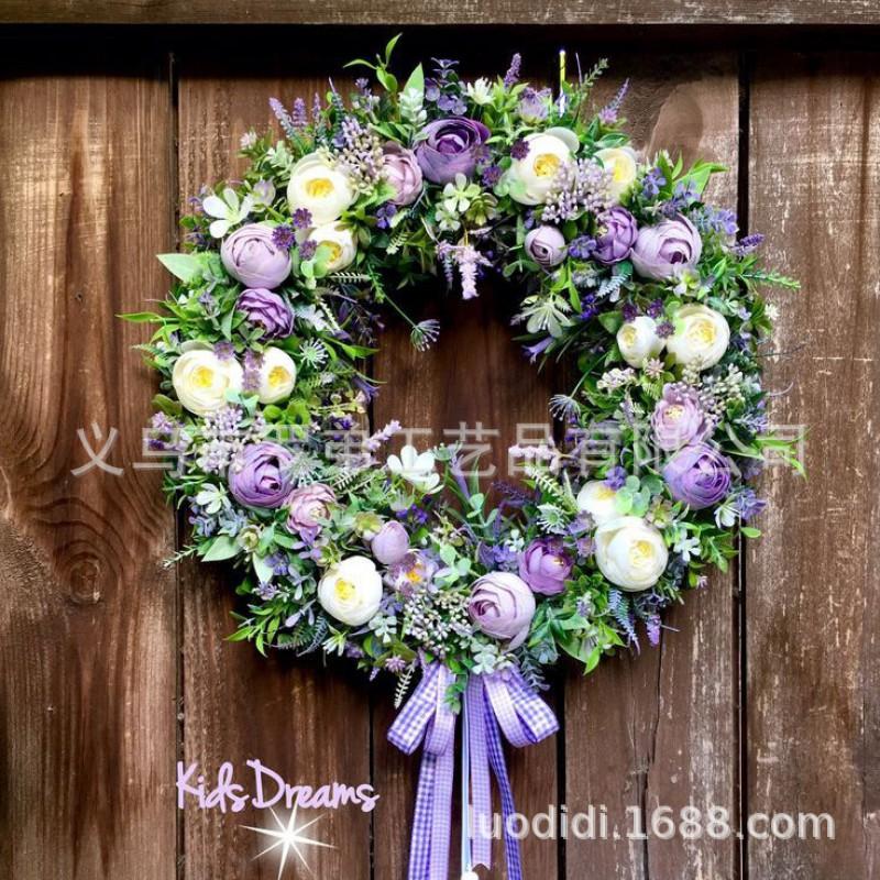 Easter Wreath Decor With Artificial Daisies Sunflowers Door Wall Hanging Home Party Decoration