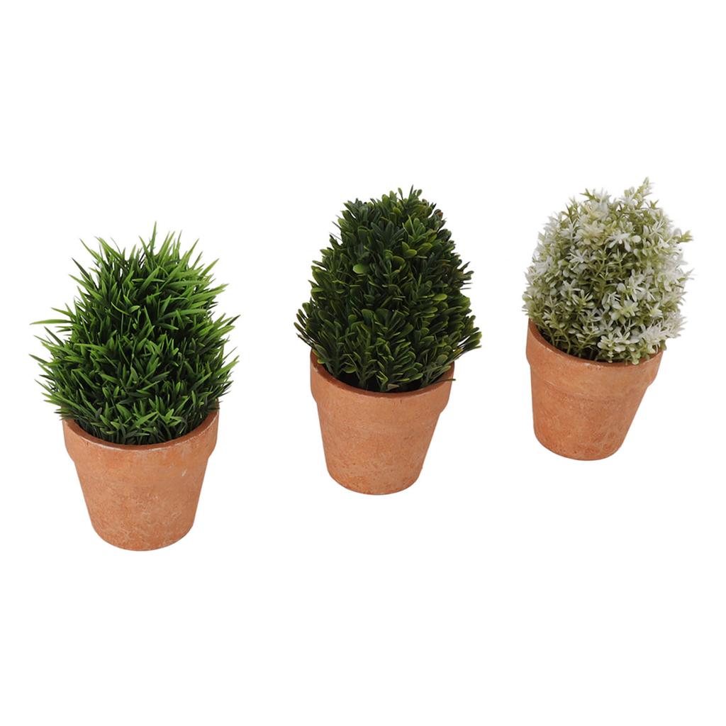 3PCS Artificial Potted Plants Set Plastic Indoor Small Fake Greenery Potted Plants for Home