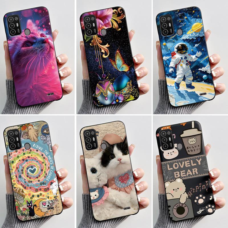 Hülle Für ZTE Blade A52 / A52 Lite Hülle Ästhetisch Niedliche Katze Astronaut Handyhülle Schwarze Weiche Silikon TPU Rückabdeckung Bumper Schale