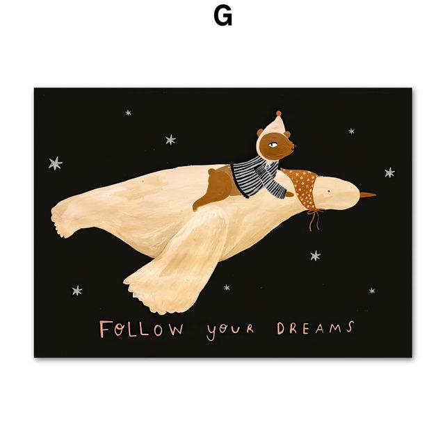 Léopard Lapin Ours Tigre Souris Arc-en-ciel Drôle Art Mural Toile Peinture Nordique Affiches Et Impressions Mur Photos Enfants Chambre Décor Sans Cadre