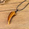 COAI Tiger Eye Wolf Fang Money Luck Business Luck Amulet Power Stone Pendant Necklace Adjustable Length (Coai) Men's