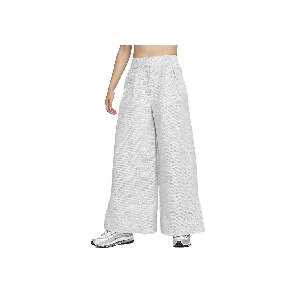 Nike Solid Color Elastic Waist Wide Leg Casual Pants Women bottoms White FB8362-084