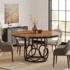Tribesigns Round Dining Table 120cm, Wooden Kitchen Table with Sturdy Metal Base for 4-6 People, Large Round Dining Table