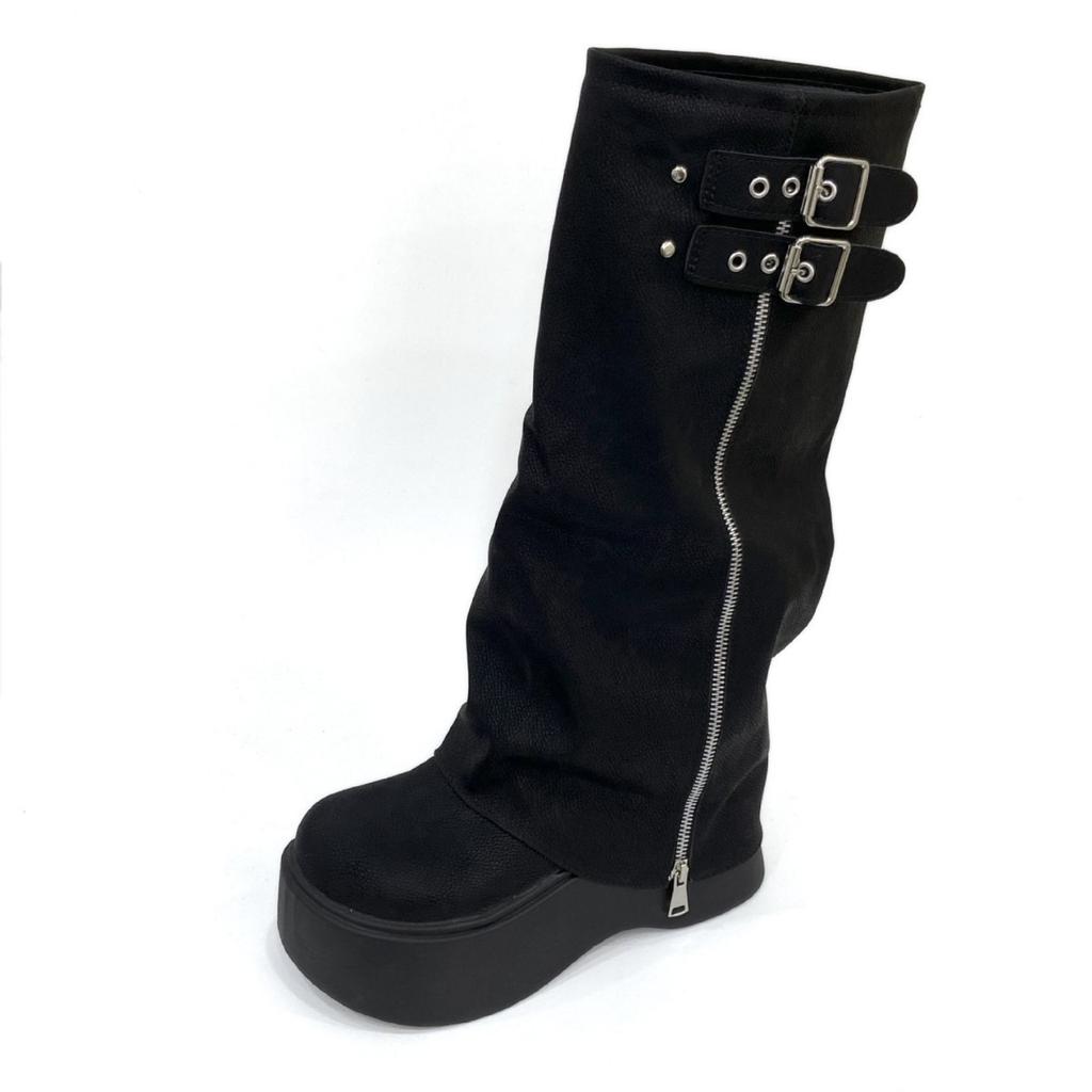 Soft Leather Babes Platform Knight Boots Wind Boots Sweet Cool But Knee Boots Boots Big Head Western Tall Pants Tube