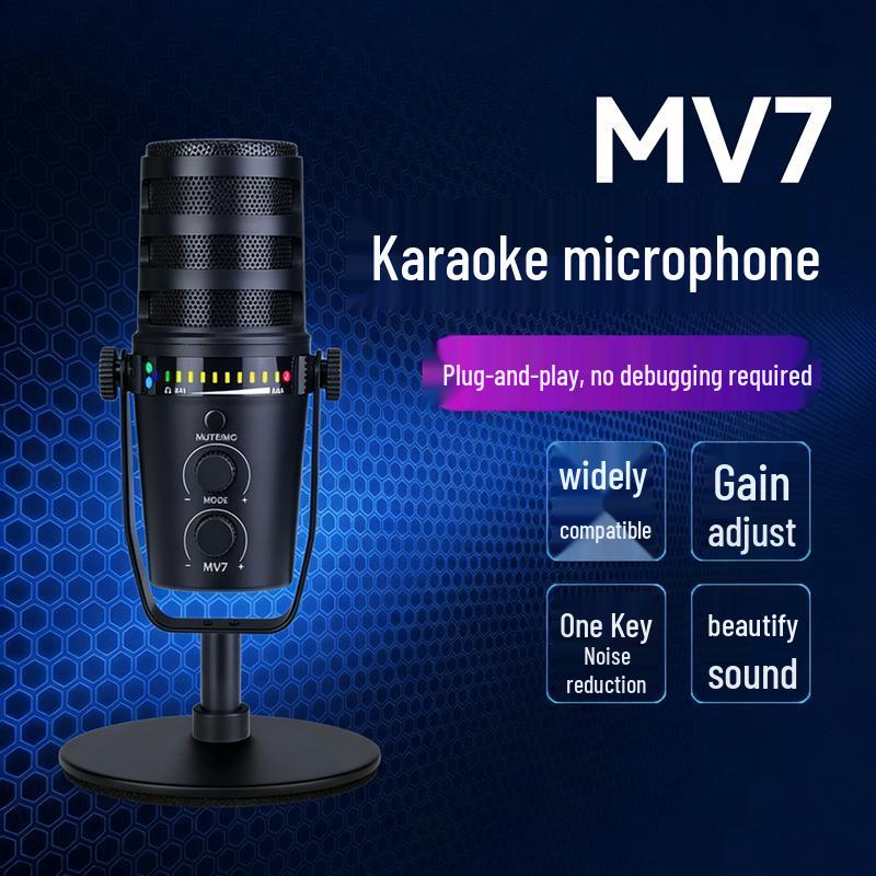 MV7 Dynamic USB Microphone for Computer, Recording, Singing & Live Streaming - Driver-Free, Plug & Play Professional Mixer Integration