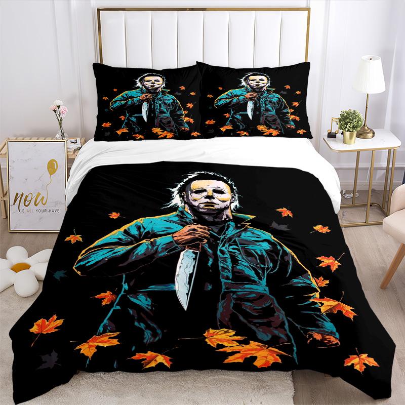 Halloween Horror Icon Print 3Pcs Bedding Setduvet Cover With 2 Bedropillowcase Home Birthday Gift