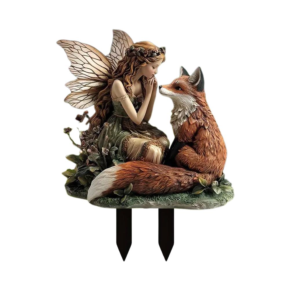 Gartenstecker Erdspieß Wasserdicht Außen Deko Baum Elf Acryl Hof Hof Baum Elf Schild S D6Q0