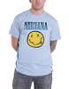 Nirvana T-shirt Smile Blue Band Logo New Official Mens Light Blue
