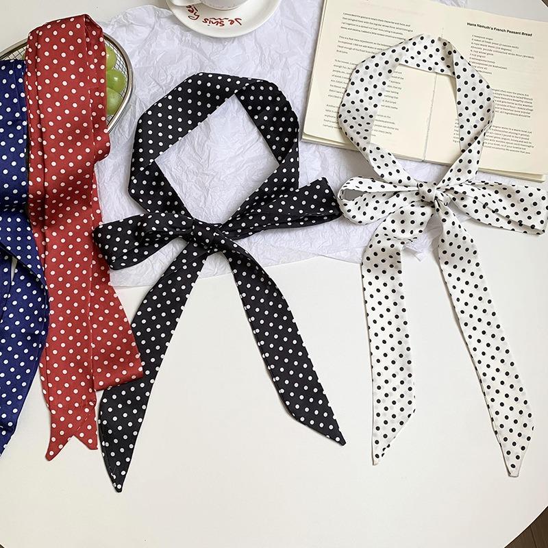silk scarf, high-end sense of wind and waves, thin and narrow small tie, hair tie, streamer belt, bag wrap, headscarf, hair accessories.