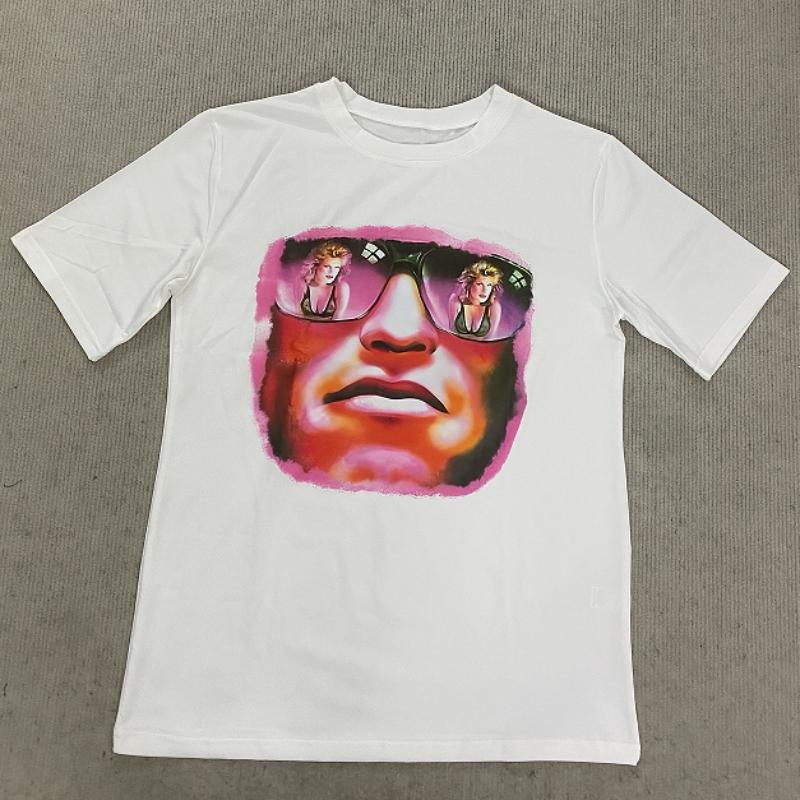 

Y2K Summer Cartoon Graphic Printed Casual Round Neck T-shirt M белый