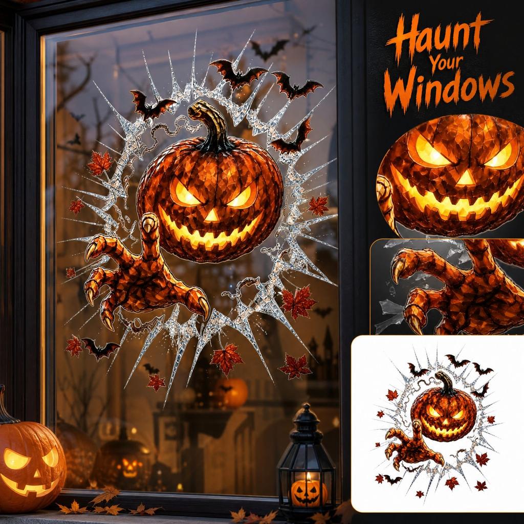 Halloween Window Sticker House Scene Holiday Decoration for Home