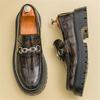 Fashion British New Fashion Men's Metal Chain Thick-soled Height Increasing Shoes Male Moccasins Wedding Prom Homecoming Footwear
