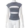 European & American Women's 2022 Autumn Slim Fit Hollow Out Round Neck T-shirt